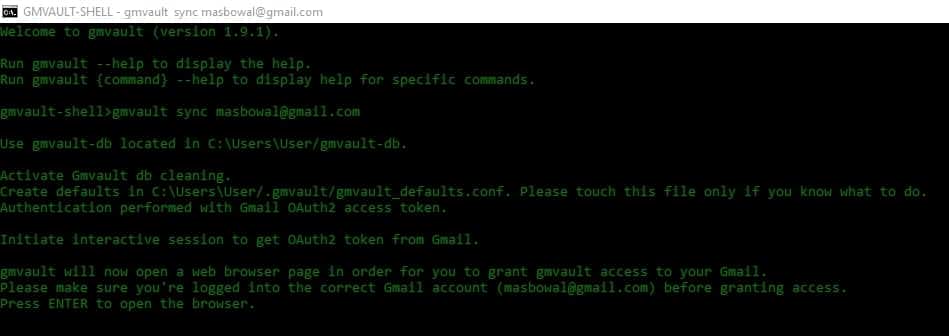 Gmvault Syncronization with Gmail