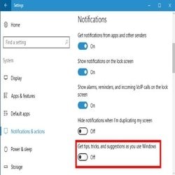 Turn Off Tips and Notification