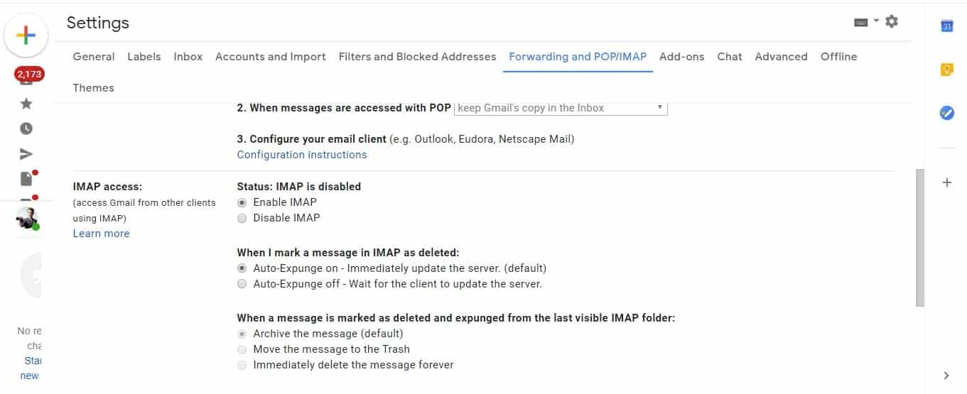 gmail outlook sync- IMAP Setting