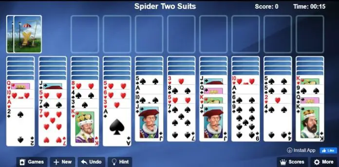 spider solitaire 2 suits play