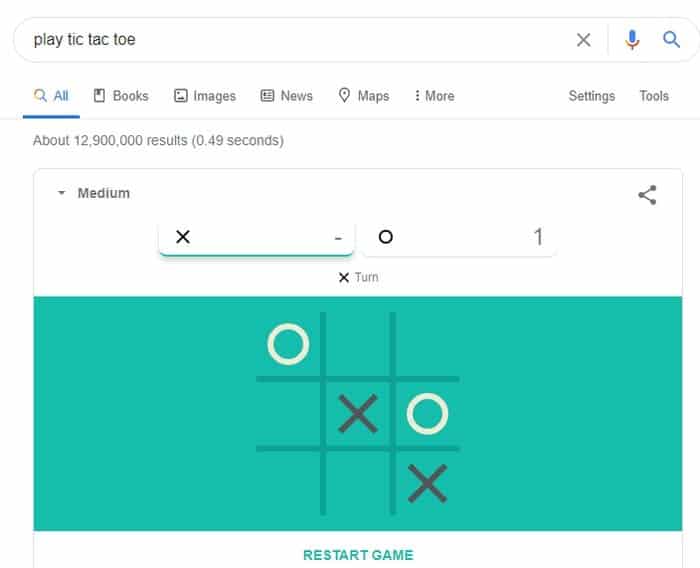 Tic Tac Toe Google Hidden Game