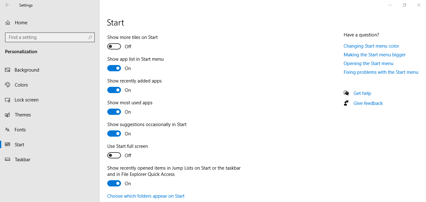Personalize Start Menu of Windows 10