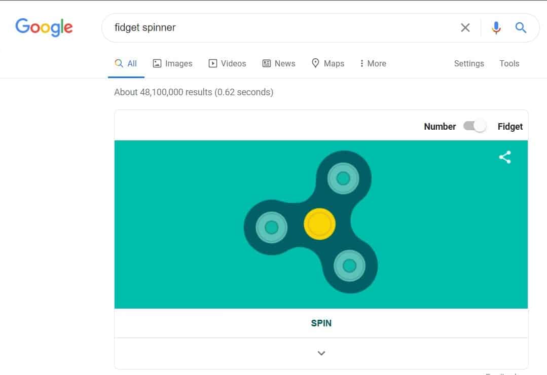 Fidget Spinner is a Google secret games.