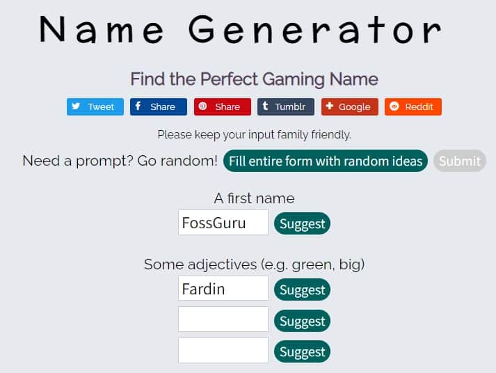 Random Username Generator for Any Social Platform