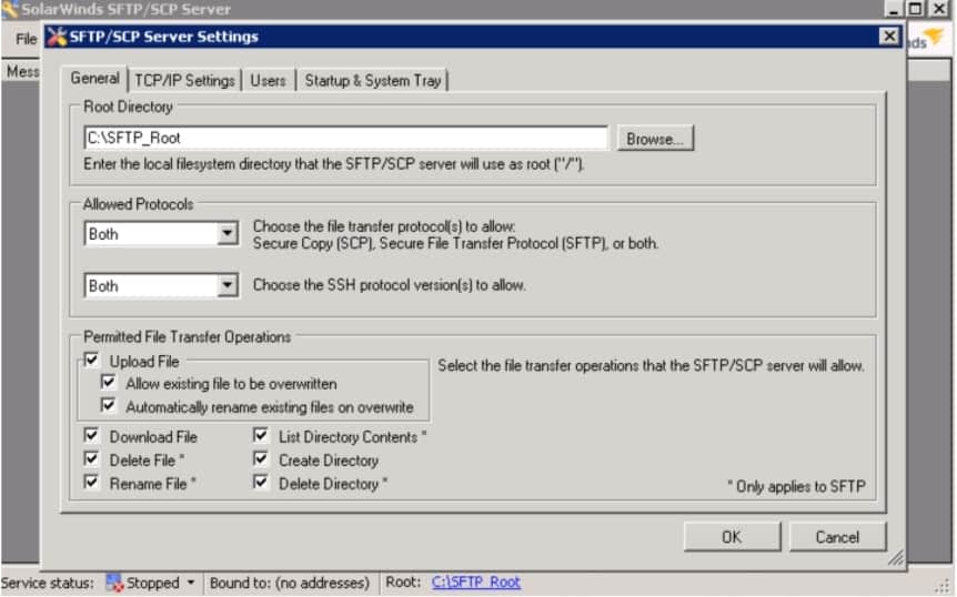 SolarWinds SFTPSCP Server