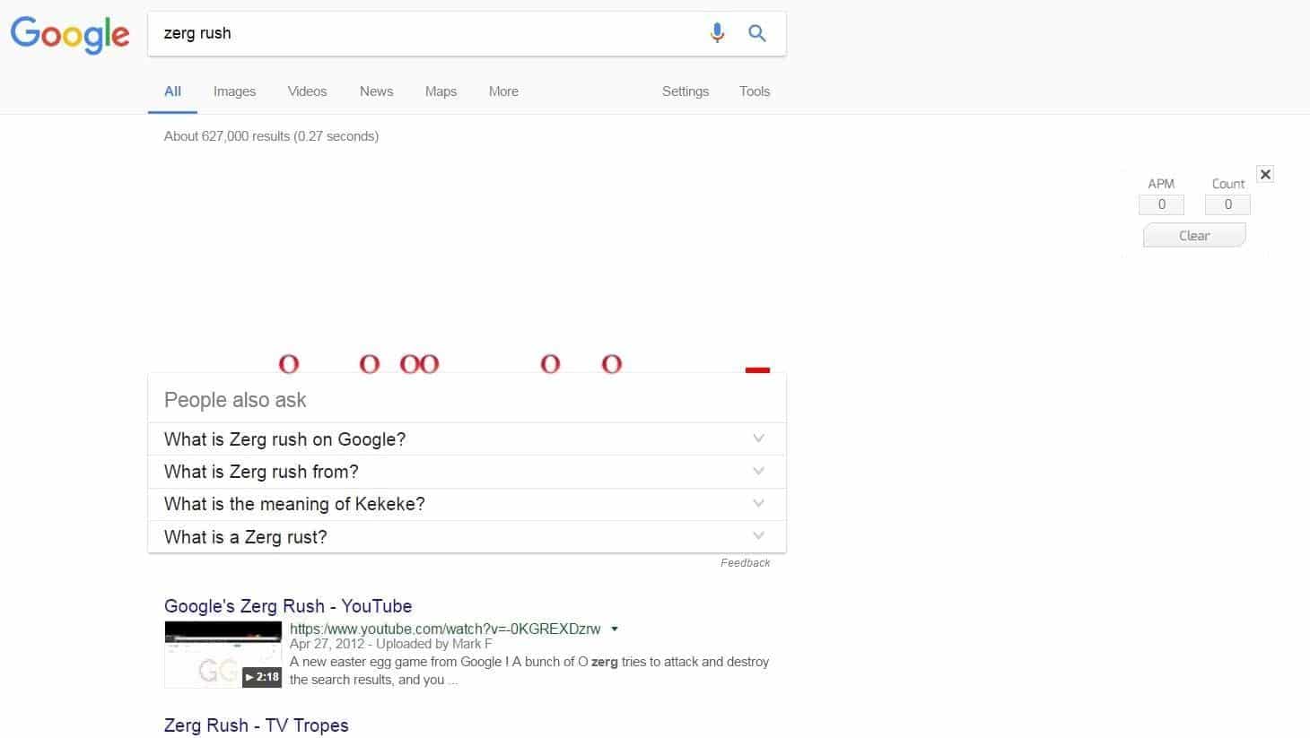 google easter eggs zerg rush