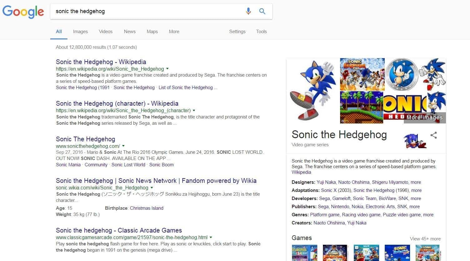 sonic the hedgehog easter egg google