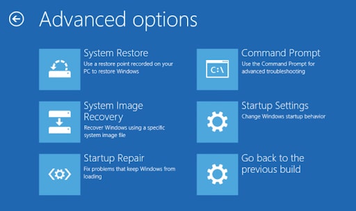 Windows Kernel Security Check Failure: Choose ‘Advanced Options’ and you will get a screen like this –