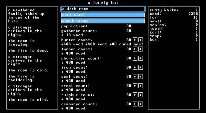 A Dark Room Text Based Adventure Games