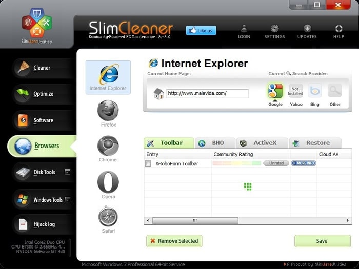 Slim Cleaner Optimizer Software for Windows 