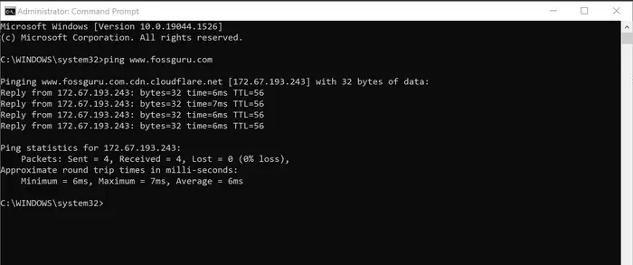 Ping windows command prompt command