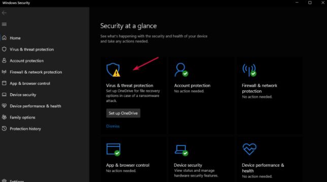 Disable windows security-Choose Virus and Threat protection
