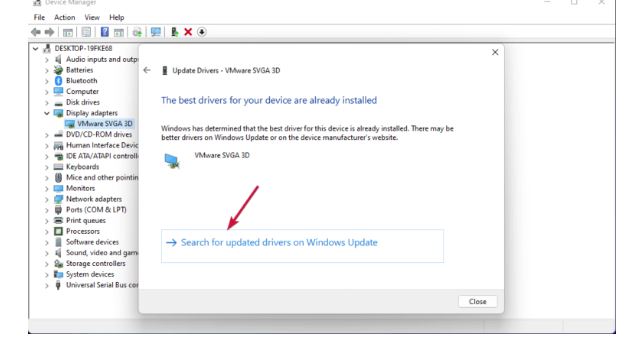Solve 'Undoing Changes Made to Your Computer' Error in Windows-Click on search for updated drivers on windows update