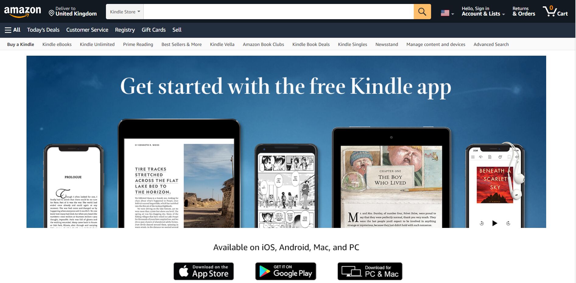 Kindle Driver App Download Page.