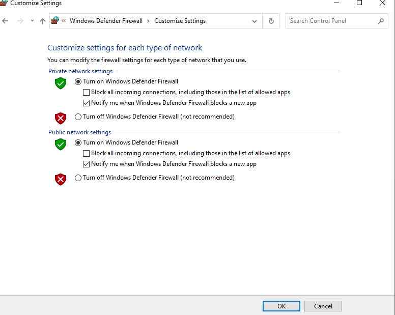 Windows 10 Firewall Settings-Notify me when windows detect a new firewall rule