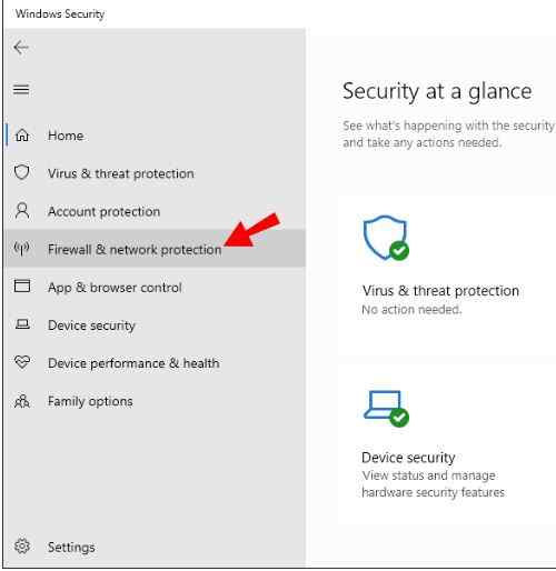 Windows 10 firewall Settings-FireWall and security protection