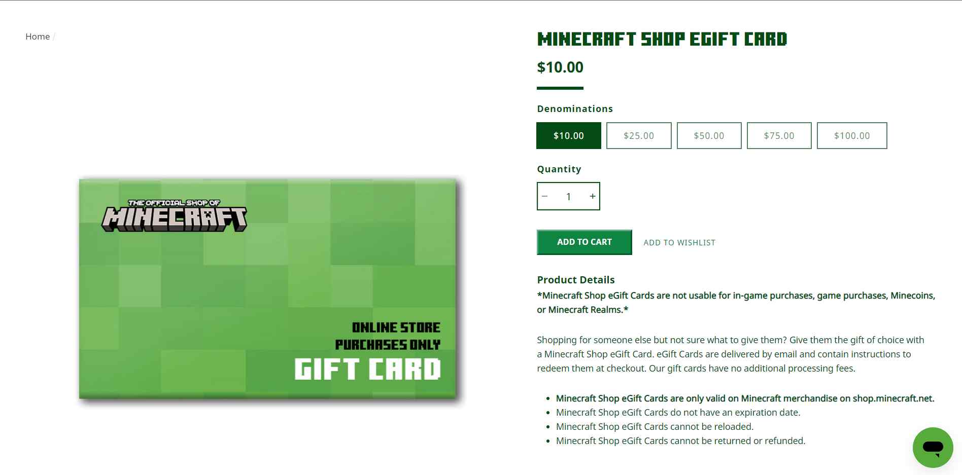 A Minecraft Gift Card