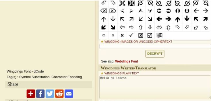 This translator is an advanced tool to generate Wingdings.