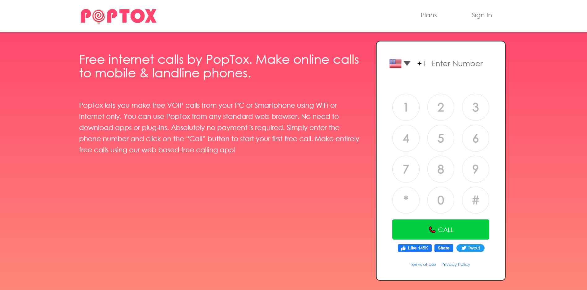 PopTox Websites to Make Free Calls Online