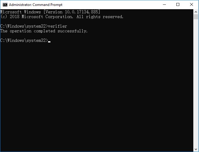 type verifier into the Command Prompt
