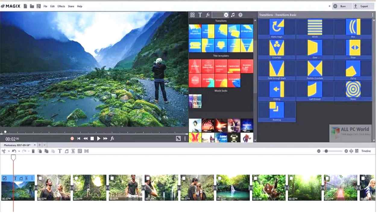 You can enhance your photos and videos in one click, add music and sound effects from the built-in library, and create animated travel routes.