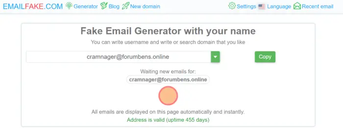 EmailFake temporary email address