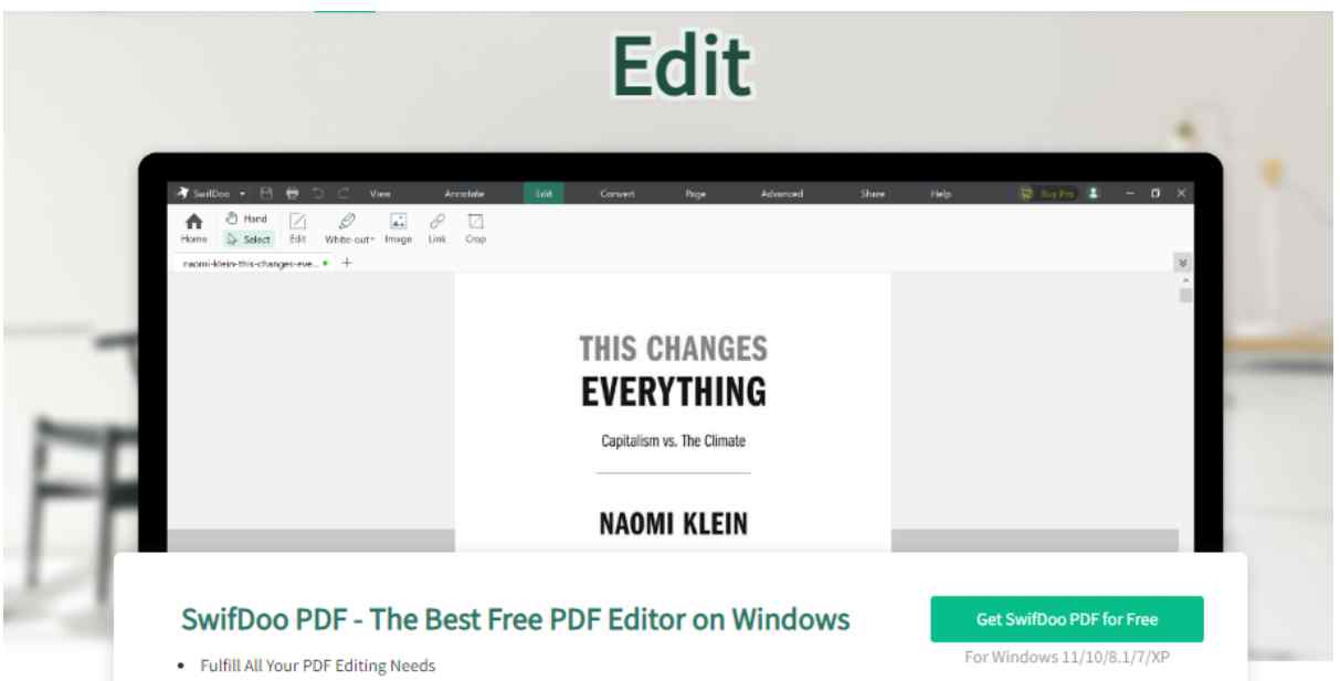 PDF files sometimes require editing to make them crisp, and SwifDoo PDF does that in a breeze.