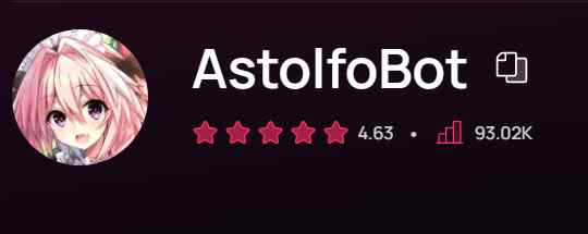 AstolfoBot is a Discord bot based on the Fate anime.